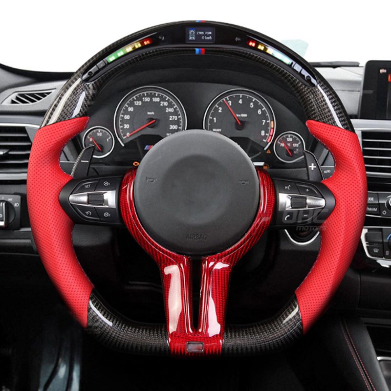 Wholesale direct customized LED red carbon fiber car Steering Wheel for Bmw M3 F30 F80 M2 M4
