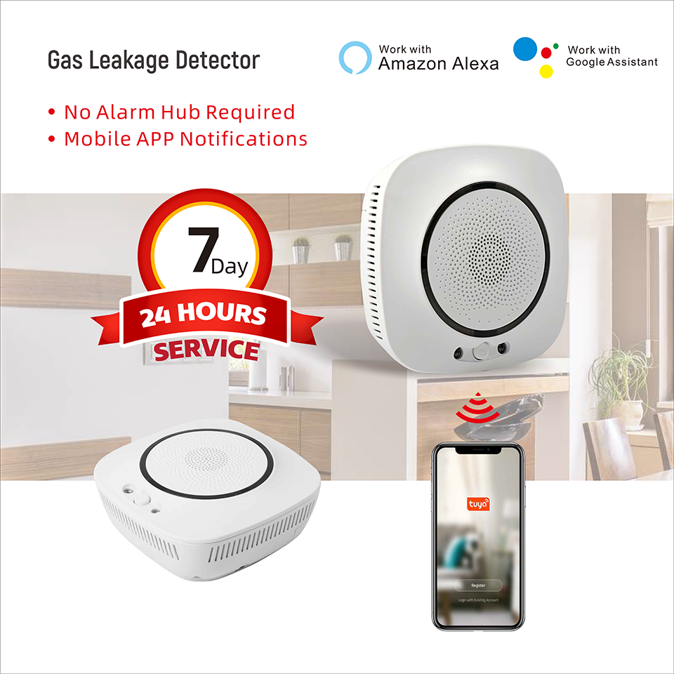 Tuya APP Smart Home Auto WiFi Multi Gas Detector Price, Wireless Kitchen LPG Natural Gas Leak Detector Work with Solenoid Valve