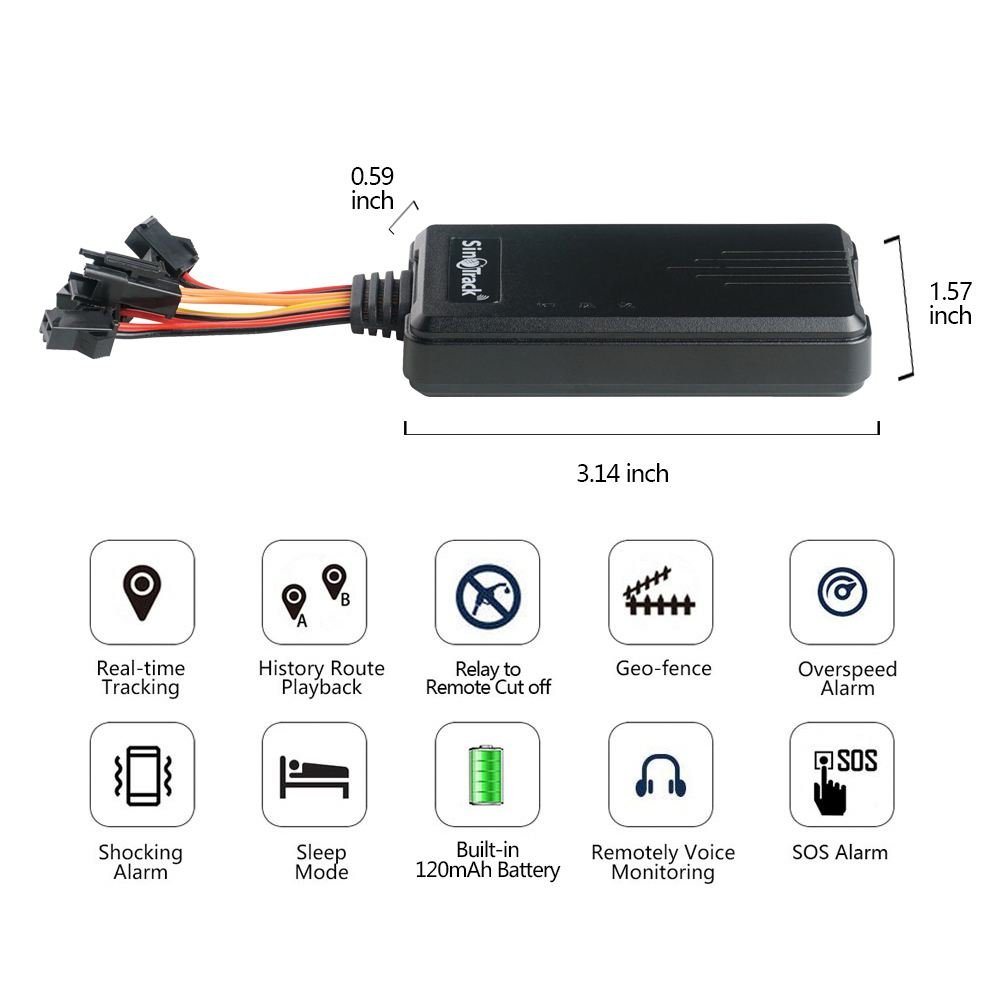 Free App Web High Quality with SOS MIC Relay Sino Track 906L Vehicle GPS Tracker 4G GPS Para Auto