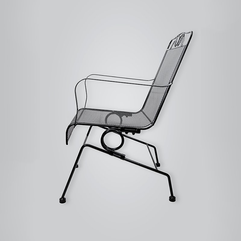 Factory Direct Selling Simple Decorative Modern Design Black Cast Iron Chair Mesh Armrest