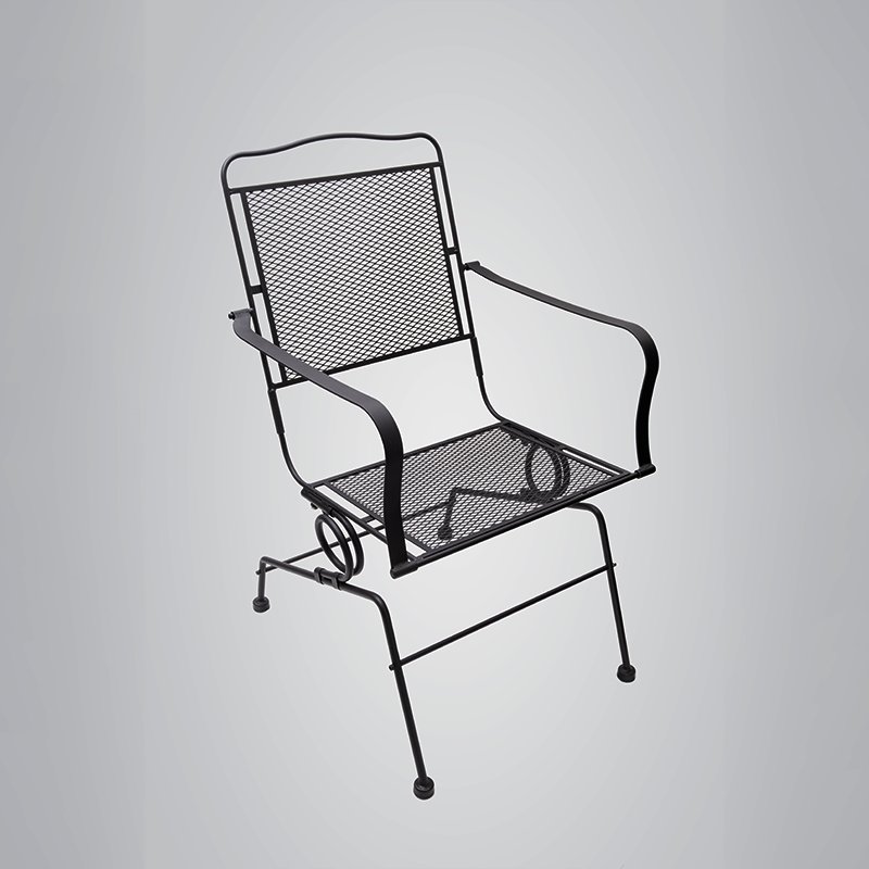 Factory Direct Selling Simple Decorative Modern Design Black Cast Iron Chair Mesh Armrest