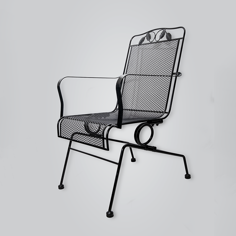 Factory Direct Selling Simple Decorative Modern Design Black Cast Iron Chair Mesh Armrest