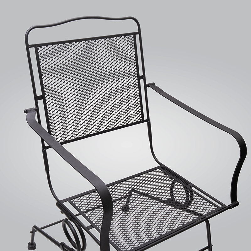 Factory Direct Selling Simple Decorative Modern Design Black Cast Iron Chair Mesh Armrest