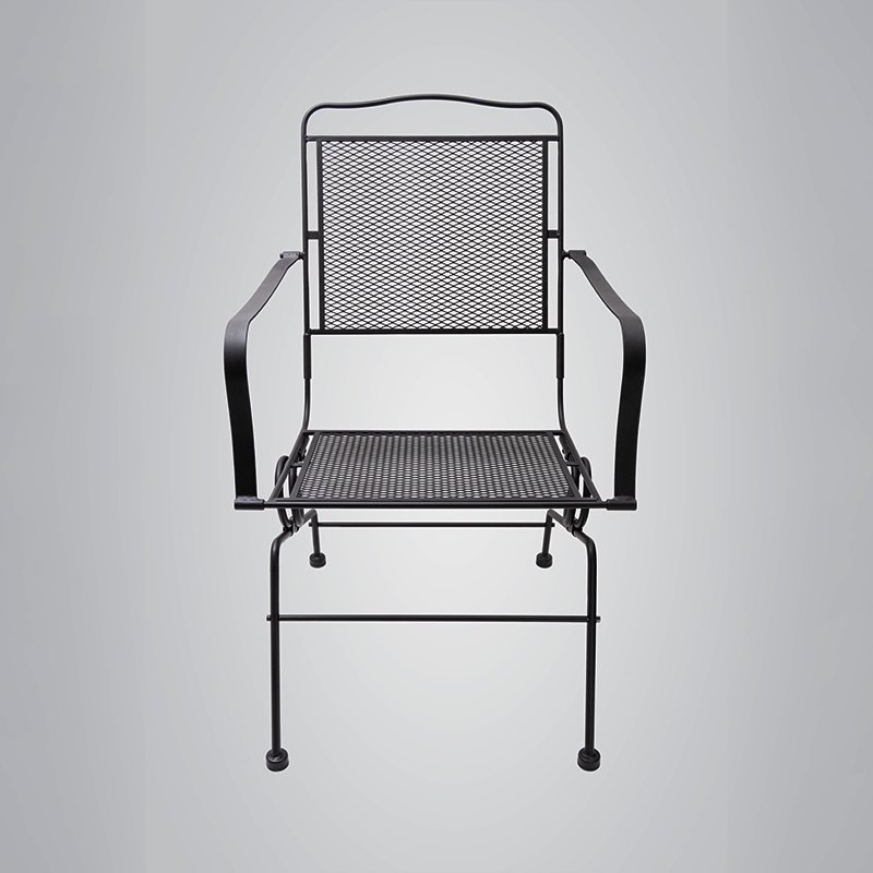 Factory Direct Selling Simple Decorative Modern Design Black Cast Iron Chair Mesh Armrest