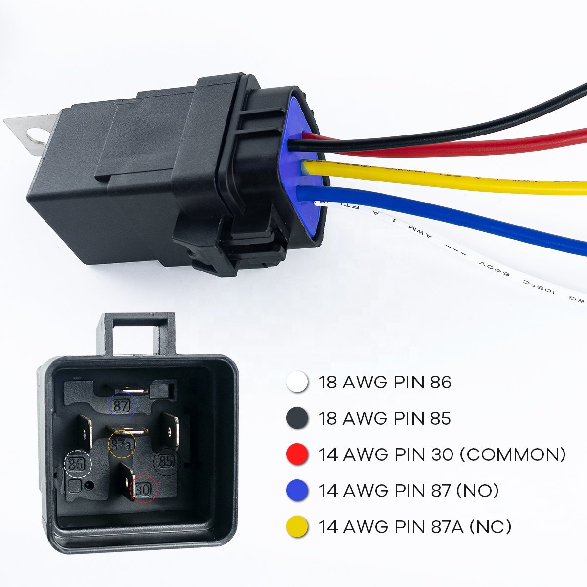 12V DC 40/30 AMP Waterproof Car Relay Harness Tinned Copper Wires 5-PIN SPDT Automotive Relay Auto Relays