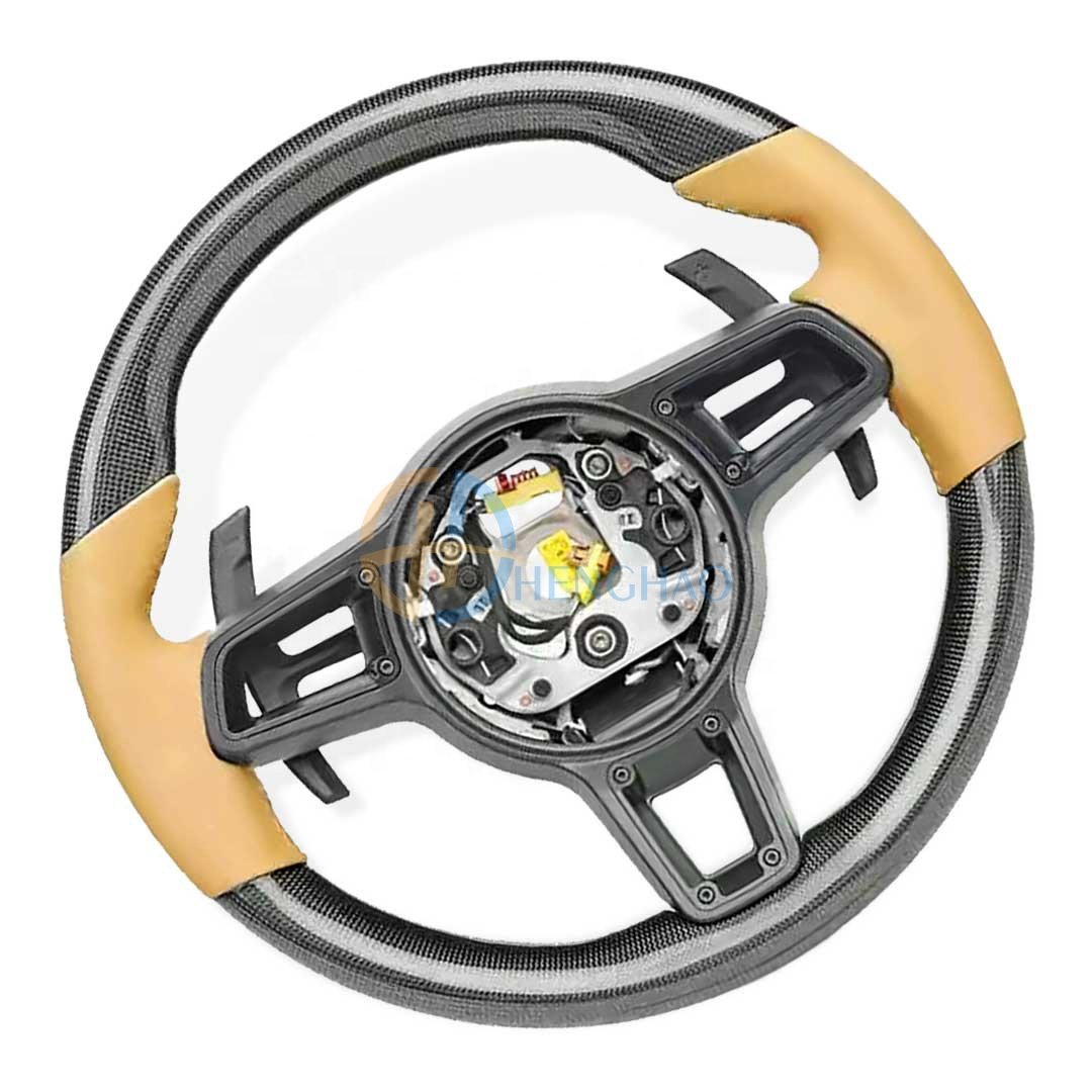 Factory Wholesale Price Carbon Fiber Steering Wheel For Porsche Macan Panamera Cayman Boxster 718 991 911 Cayenne Upgrade