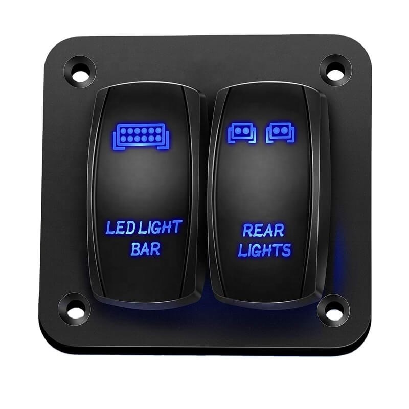 2 Gang Switch Panel Car Styling Waterproof 12V Car Auto Boat Marine Red Led Rocker Switch Panel