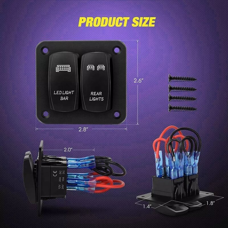 2 Gang Switch Panel Car Styling Waterproof 12V Car Auto Boat Marine Red Led Rocker Switch Panel