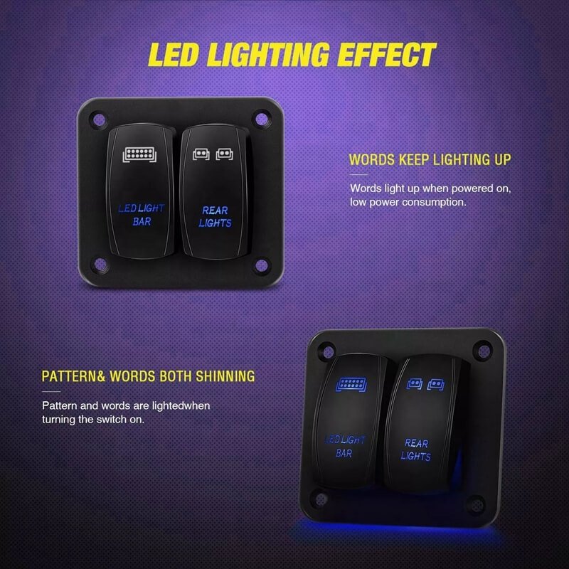 2 Gang Switch Panel Car Styling Waterproof 12V Car Auto Boat Marine Red Led Rocker Switch Panel