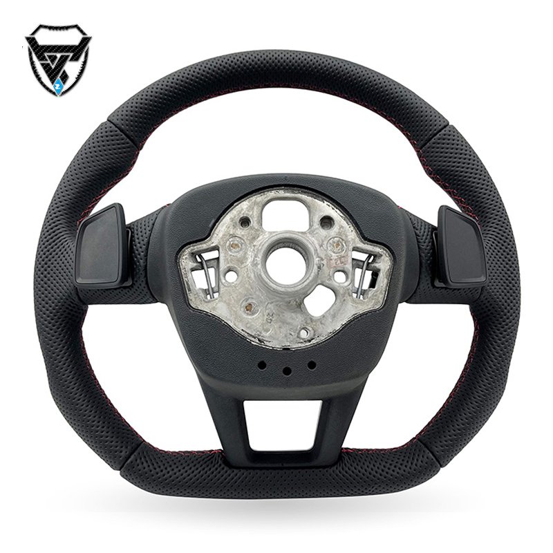 Half perforated leather handle with customizable color for Audi A3 A4 A5 A6 2004-2013 ZC-A7-P6 steering wheel modification