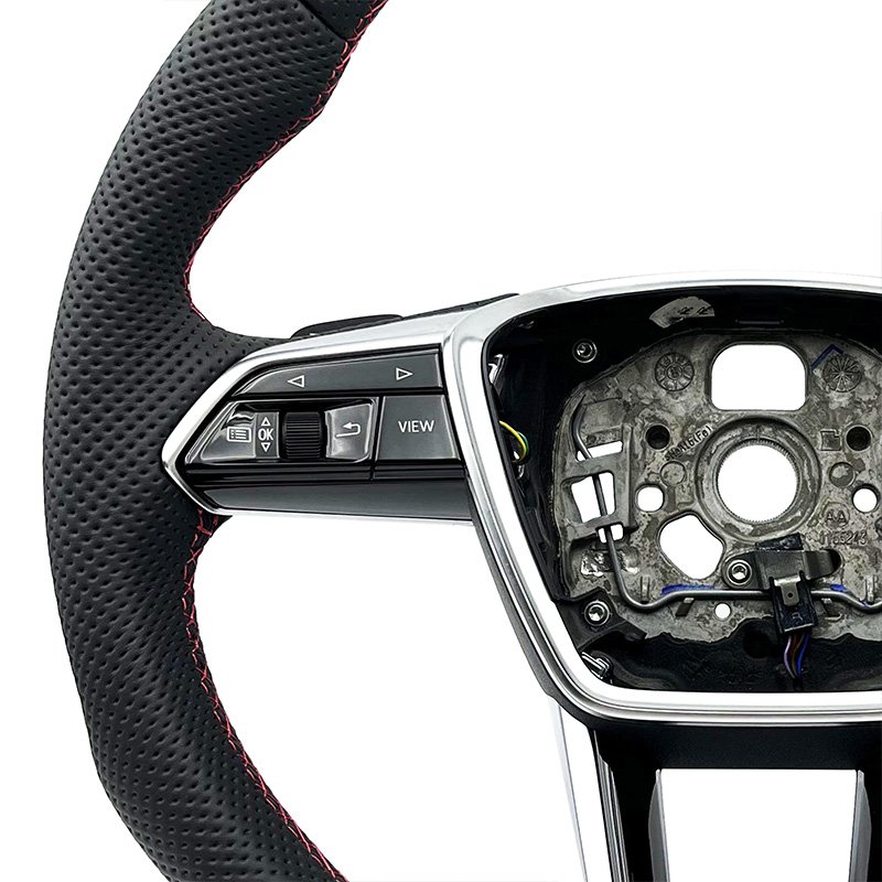 Half perforated leather handle with customizable color for Audi A3 A4 A5 A6 2004-2013 ZC-A7-P6 steering wheel modification