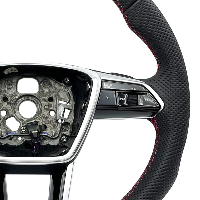 Half perforated leather handle with customizable color for Audi A3 A4 A5 A6 2004-2013 ZC-A7-P6 steering wheel modification