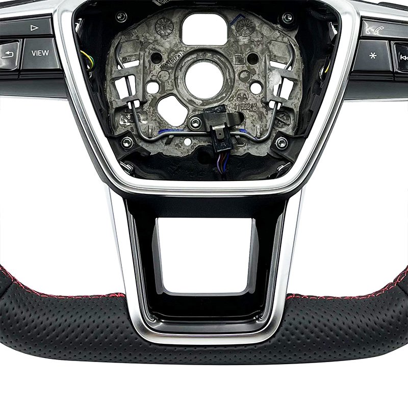 Half perforated leather handle with customizable color for Audi A3 A4 A5 A6 2004-2013 ZC-A7-P6 steering wheel modification