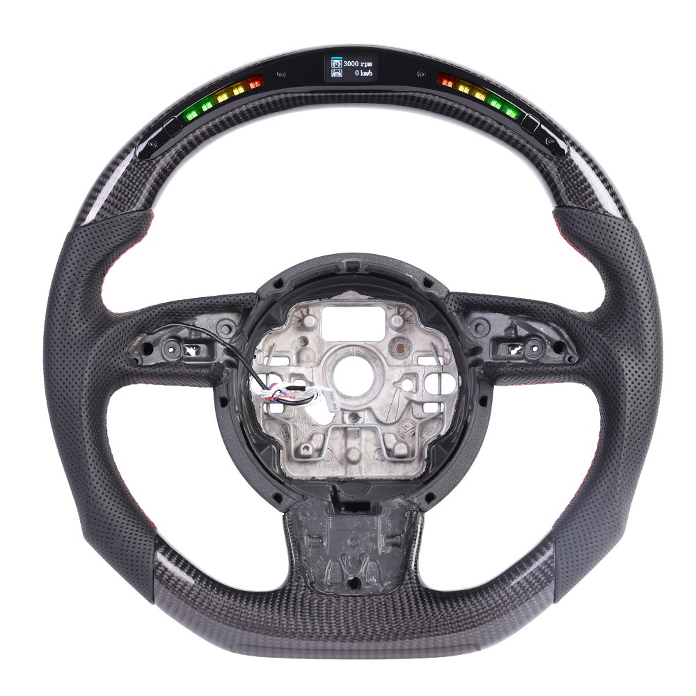 Au-di LED RPM Car Steering Wheel Fit For Audi A3 A4 A5 B8 A6 Q5 Q7 2012 to 2016 Real Carbon Fiber Steering Wheel ohc motors