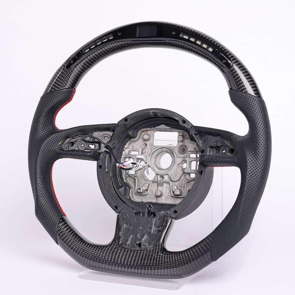 Au-di LED RPM Car Steering Wheel Fit For Audi A3 A4 A5 B8 A6 Q5 Q7 2012 to 2016 Real Carbon Fiber Steering Wheel ohc motors