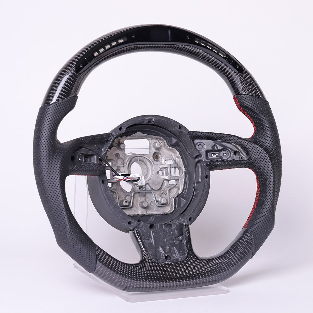 Au-di LED RPM Car Steering Wheel Fit For Audi A3 A4 A5 B8 A6 Q5 Q7 2012 to 2016 Real Carbon Fiber Steering Wheel ohc motors