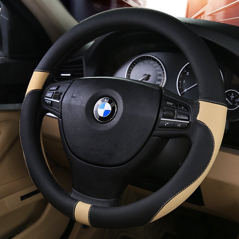 Genuine Leather Heated Steering Wheel Car Steering Wheel Covers with Elegance Leather Black Classic Universal Color Material NOB