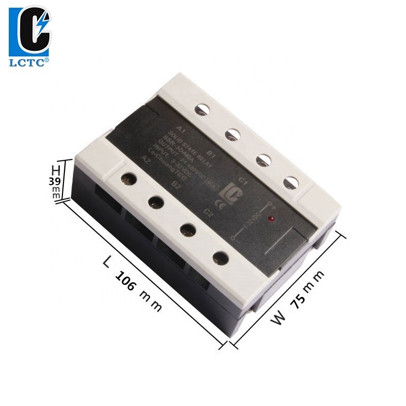 Miniature 40A Three-Phase Solid State Relay SSR 3-32VDC DC 24~480VAC High Power Miniature 40A Three Stage Solid State Epoxy