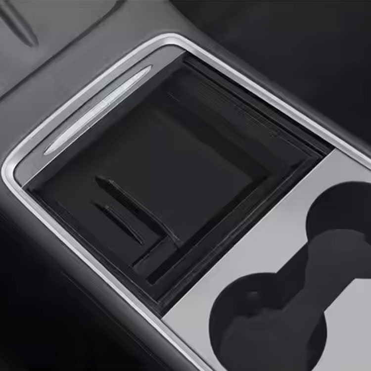 Luxury Car Storage Box Tesla 3/Y Central Armrest Hidden Box Cup Holder Console Plush Material Interior Accessories Accessory