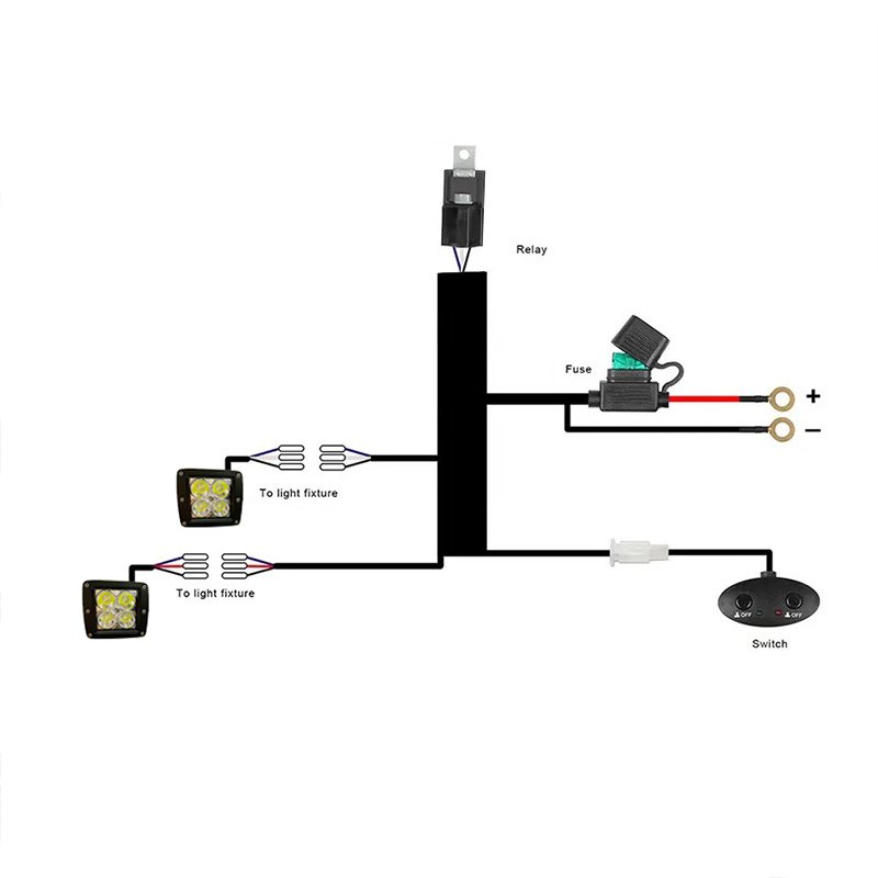 Universal 12v 40a 2.5m Fog Light Auto Wiring Harness Kit with Fuse Relay Switch for Car Led Work Light