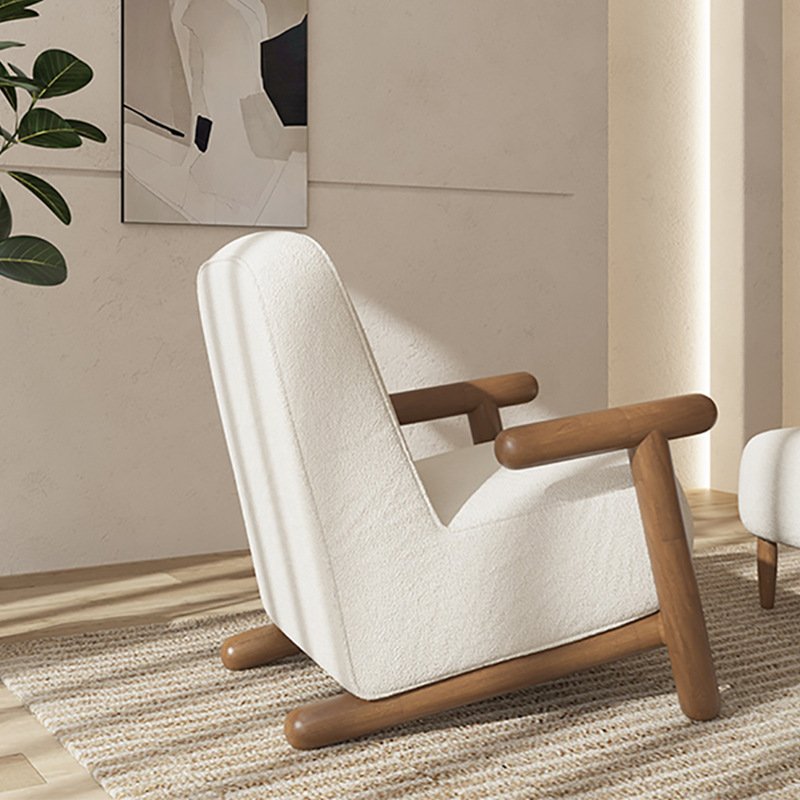 Modern Furniture Fabric Chairs Solid Wood Armrest Leisure Lazy Couch Living Room Sofas Accent Single Chairs
