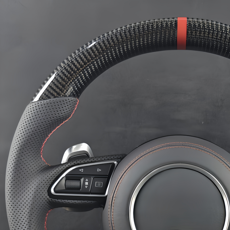 Customize with start button Carbon Fiber leather Steering Wheel For Audi B8 TTRS C6 C7 S7 S4 A4 B8 RS3 S5 B9 A6 C8 A3 2018