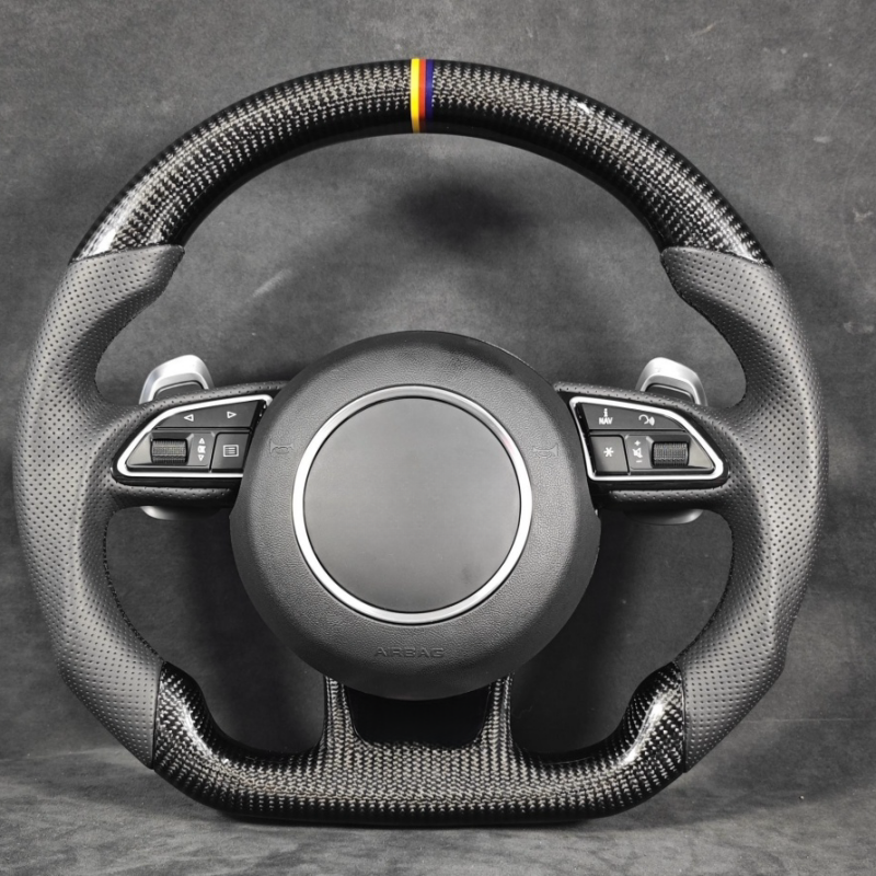 Customize with start button Carbon Fiber leather Steering Wheel For Audi B8 TTRS C6 C7 S7 S4 A4 B8 RS3 S5 B9 A6 C8 A3 2018