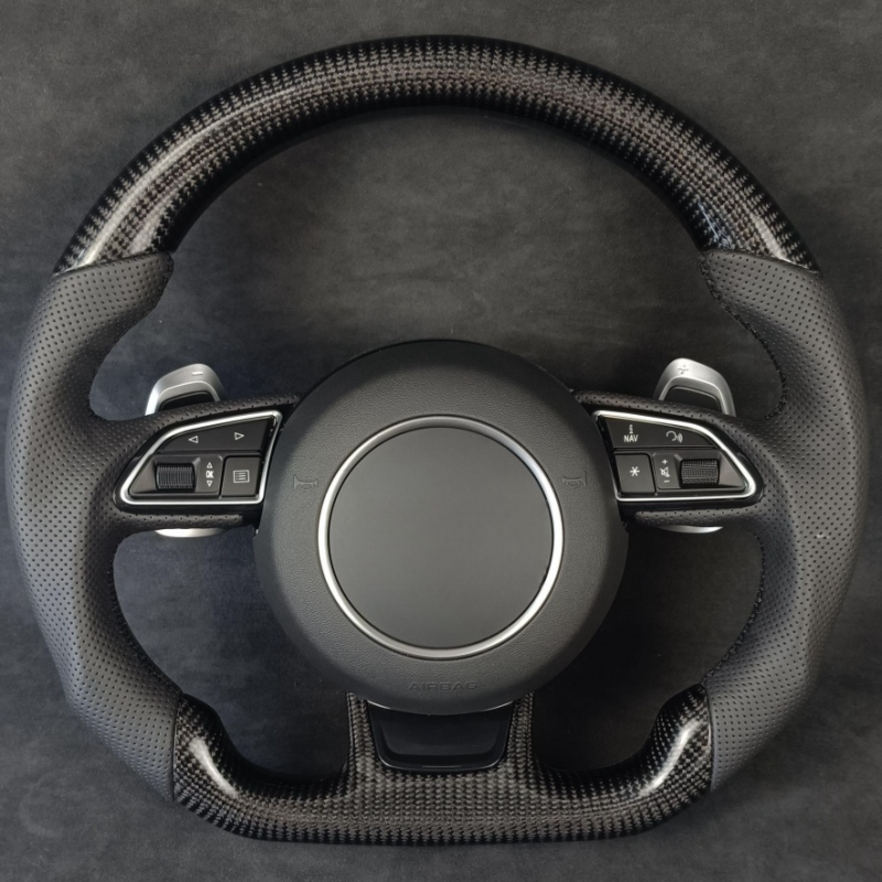 Customize with start button Carbon Fiber leather Steering Wheel For Audi B8 TTRS C6 C7 S7 S4 A4 B8 RS3 S5 B9 A6 C8 A3 2018