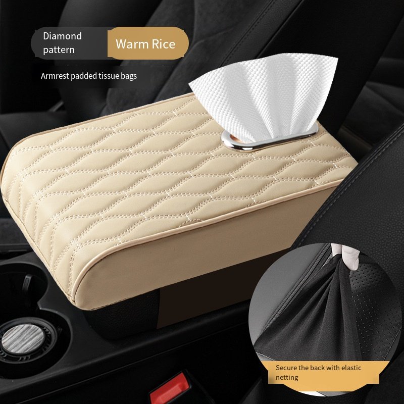 Car Armrest Pad Heightening Pad Diamond Leather Widened and Thickened Central Control Universal Memory Foam Armrest Box Pad
