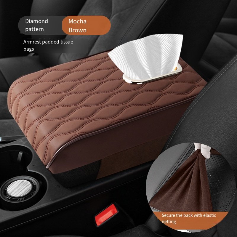 Car Armrest Pad Heightening Pad Diamond Leather Widened and Thickened Central Control Universal Memory Foam Armrest Box Pad
