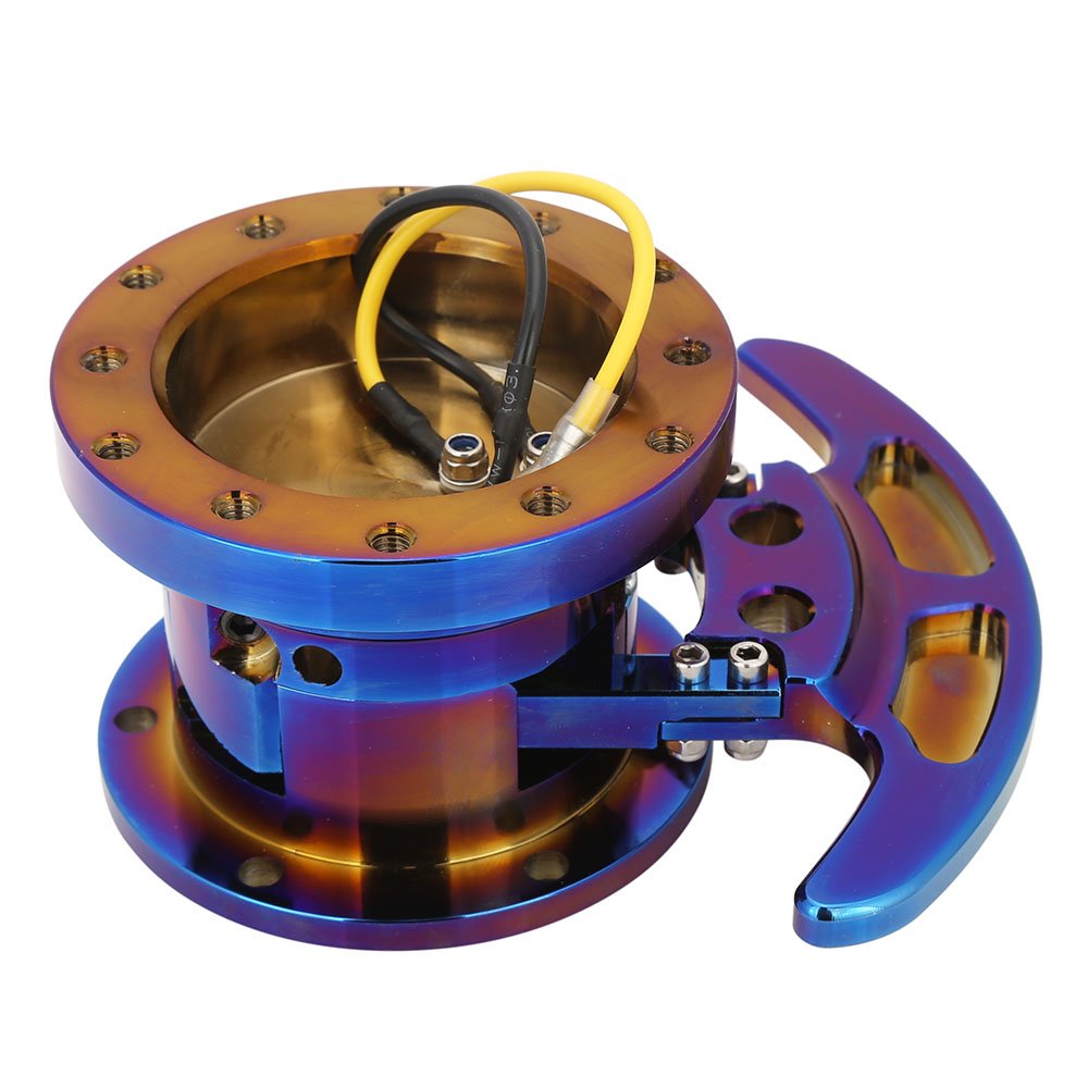 Hot sale Neo Chrome/Titanium Blue Works Bell Pop-up Steering System Racing Sport Car Steering Wheel Quick Release