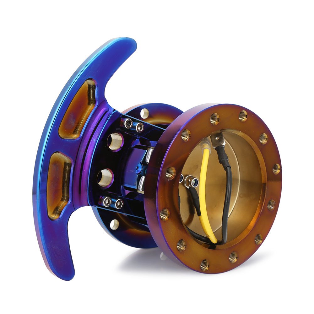 Hot sale Neo Chrome/Titanium Blue Works Bell Pop-up Steering System Racing Sport Car Steering Wheel Quick Release