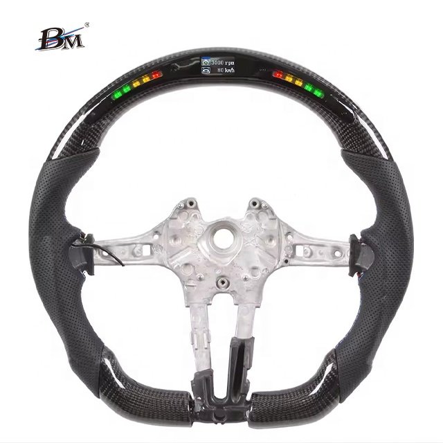 Upgrade For BMW F03 F02 F01 F10 M5 F90 2009 to 2016 Led Carbon Fiber Steering White Leather Wheels Interior Accessories For Cars