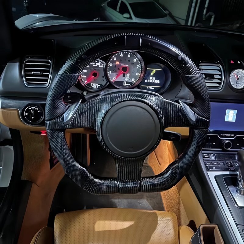 Custom Steering Wheel For Porsche 911 718 981 Red Leather Carbon Fiber Carbon Steering Wheel For Porsche 991 Steering Wheel