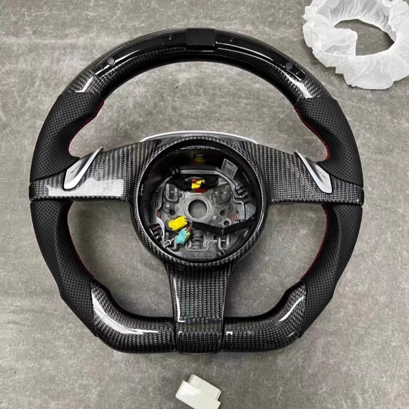 Custom Steering Wheel For Porsche 911 718 981 Red Leather Carbon Fiber Carbon Steering Wheel For Porsche 991 Steering Wheel