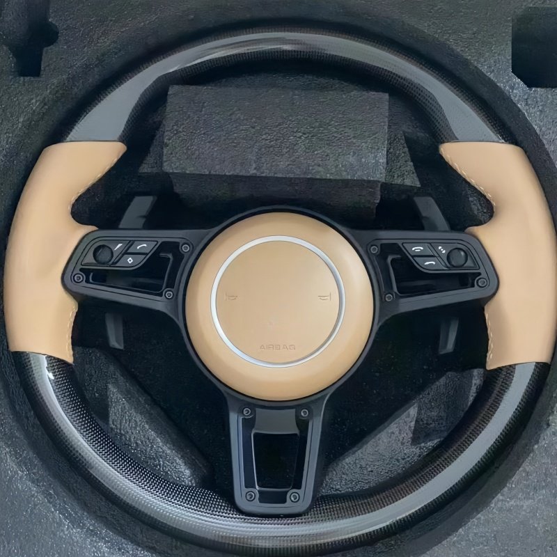 Custom Steering Wheel For Porsche 911 718 981 Red Leather Carbon Fiber Carbon Steering Wheel For Porsche 991 Steering Wheel