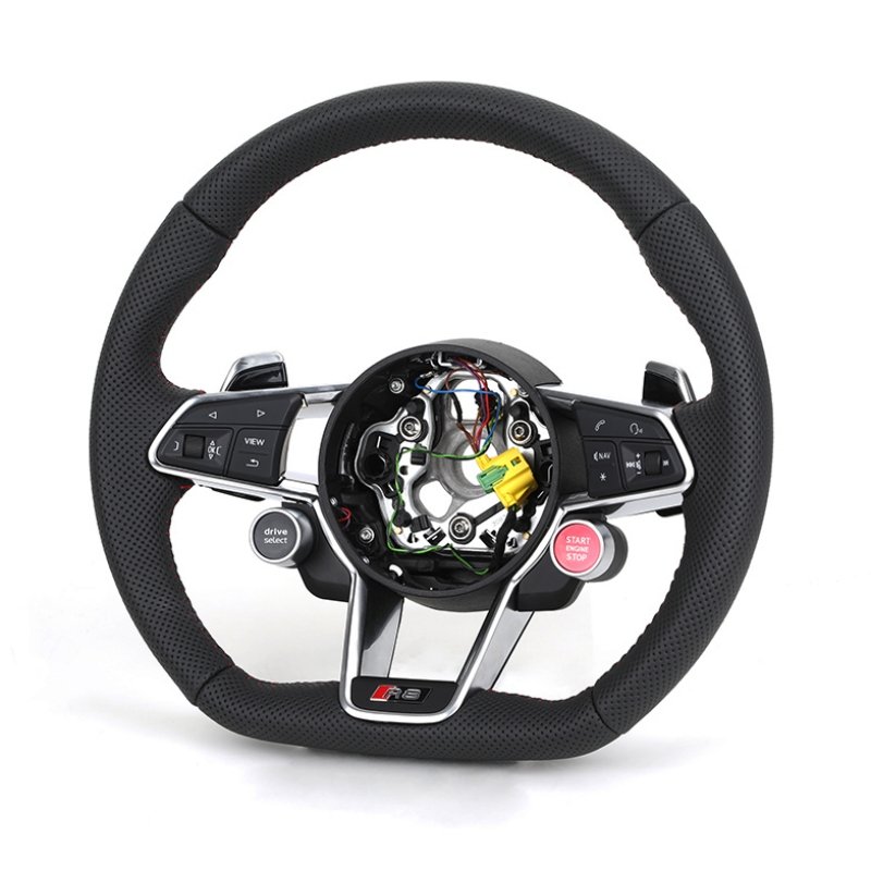 With Start Button RS R8 Sport Full Perforated Leather Steering Wheel For Audi A1A3 S3 8V S4 S5 Q5 SQ5 A4 B9 RS3 RS4 RS5 TTTTRS