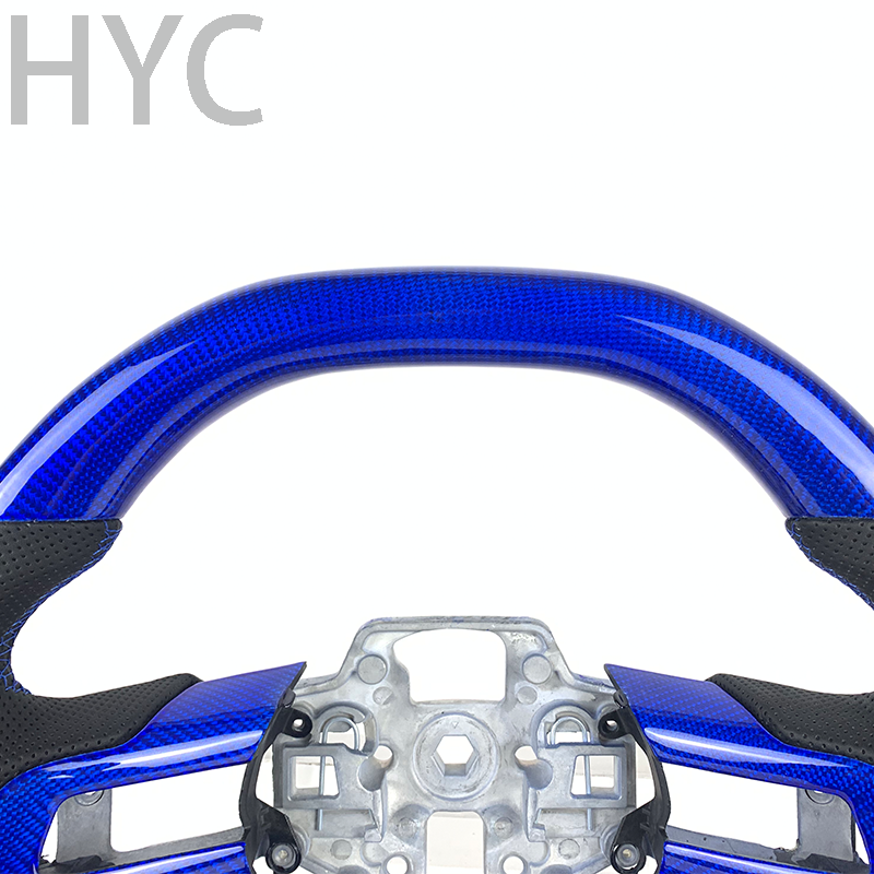 Carbon car accessories for Ford Mustang 2015 2016 2017 2018 2019 2020 2021 2022 heated blue carbon fiber steering wheel