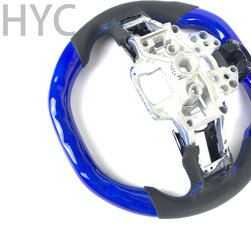 Carbon car accessories for Ford Mustang 2015 2016 2017 2018 2019 2020 2021 2022 heated blue carbon fiber steering wheel