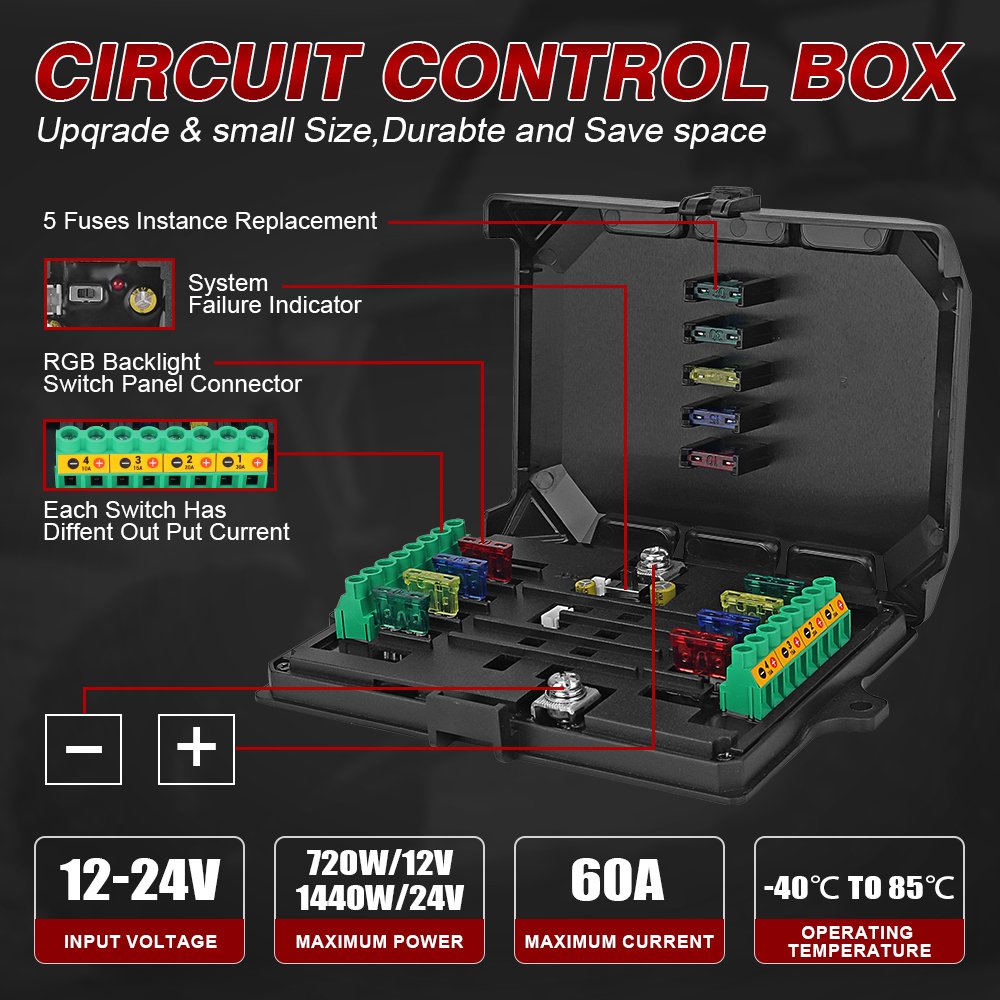 Auto Dimming RGB Switch Panel 8 Gang 12V Touch Relay Box for Offroad Trucks RV LED Switch Panel