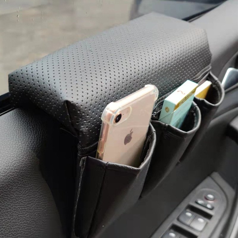 Direct Factory Sale Multifunctional Leather Car Window Armrest Storage Box Window Storage Bag Car Organizer Storage Solution