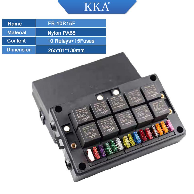 KKA-FB-10R15F Module Relay Fuse Box, Car Fuse Box, Auto Control Box Including 10 Relays and 15 Fuses