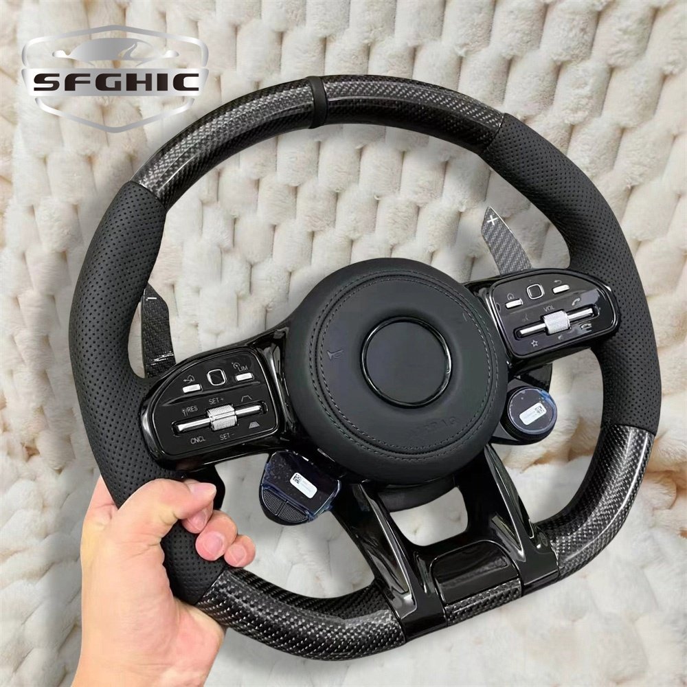 Customize Carbon Fiber Leather Car Steering Wheel For Mercedes-benz AMG Performance W167 W177 W190 W213 W217 W222