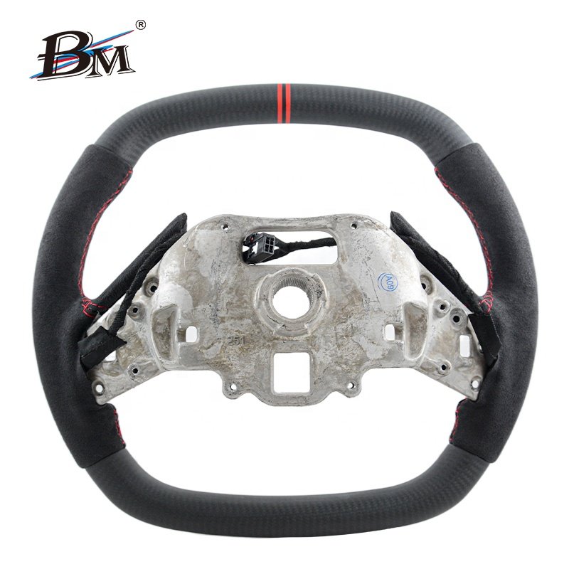 High Quality Matte Carbon Black Suede Steering Wheel For CHEVROLET Corvette C8 Interior Accessories By BM Wholesale