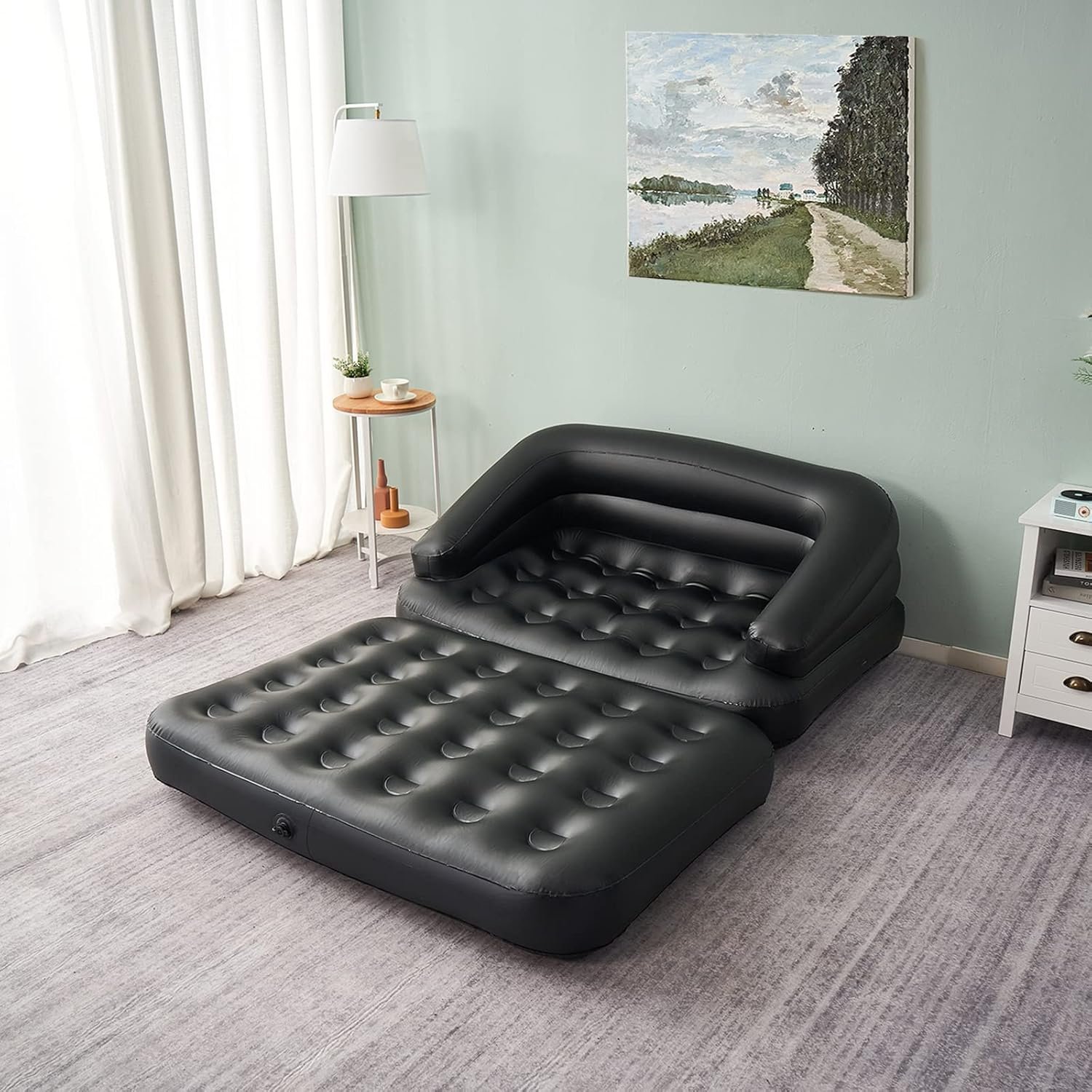 Custom Auto Inflatable Couch Lounger 2-in-1 Air Sofa Bed Folding Outdoor Mattress with Armrest for Camping and Gym Use