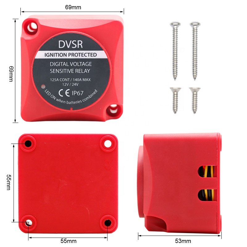 12V 24V 125A Marine Boat Vessel RV Dual Battery System Digital Voltage Sensitive Relay DVSR Kit