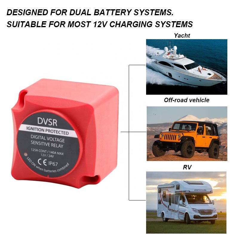 12V 24V 125A Marine Boat Vessel RV Dual Battery System Digital Voltage Sensitive Relay DVSR Kit