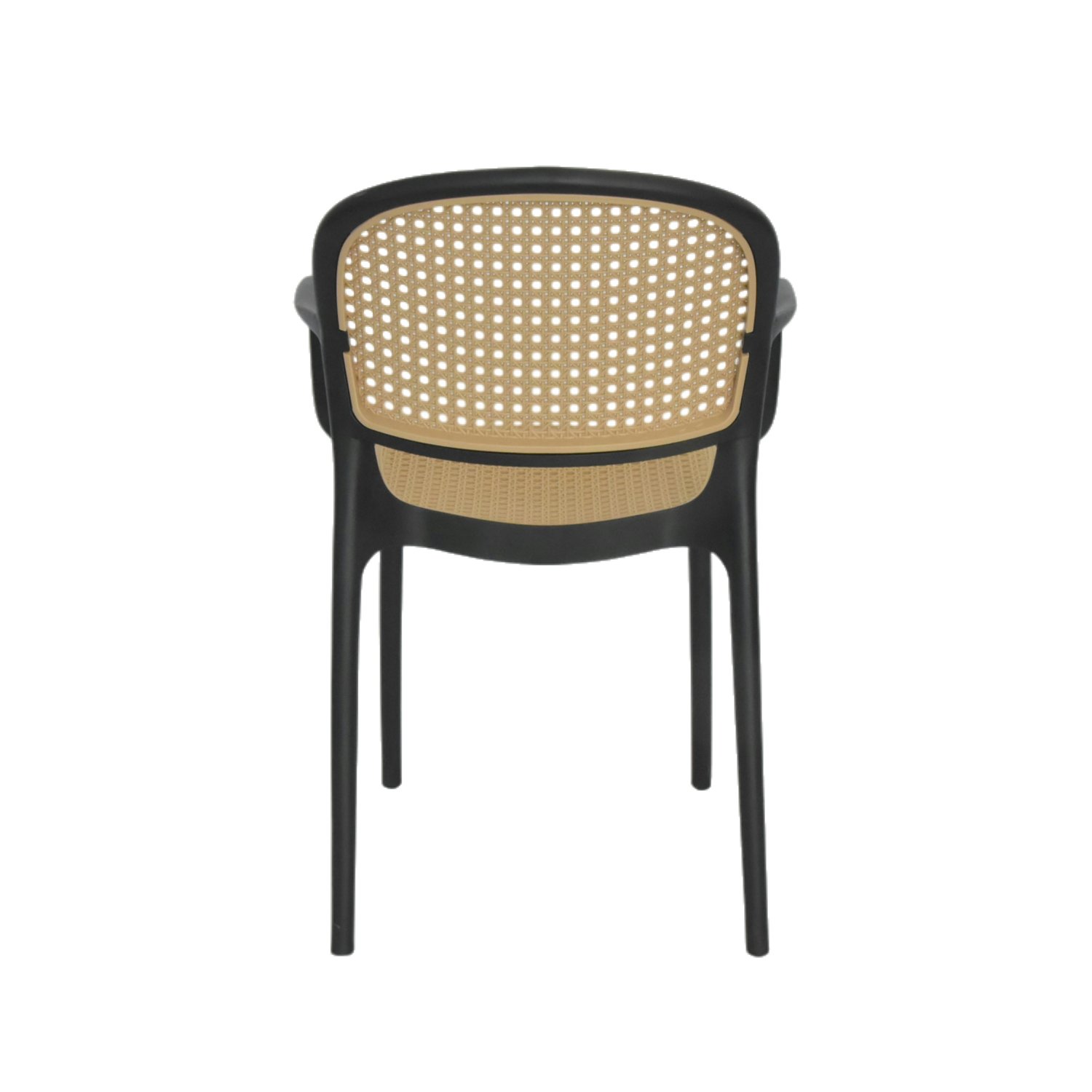 Outdoor Garden Rattan Style Plastic Chair Leisure Stackable PP Armrest Chair for Dining Restaurant Party Canteen