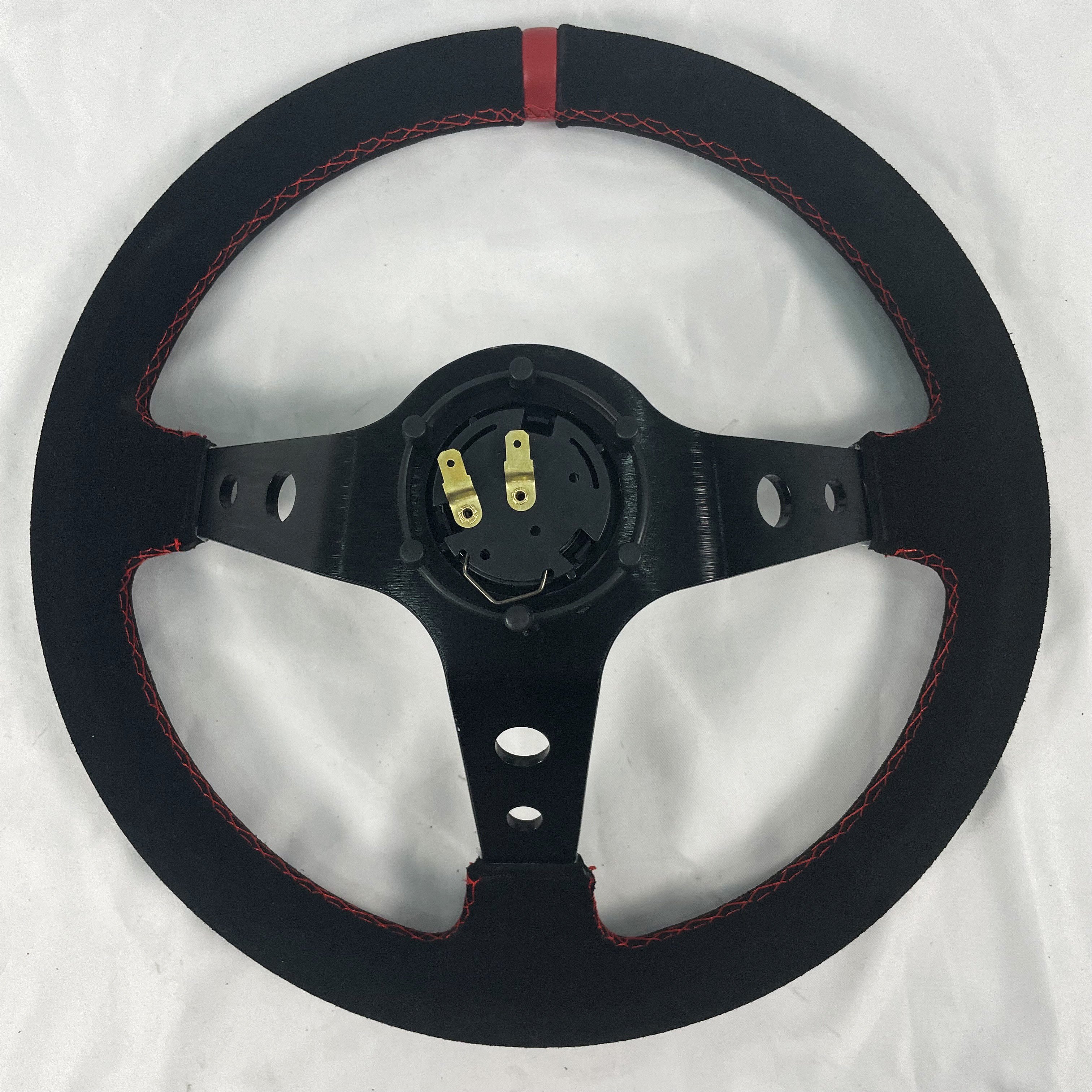 TRAPLY Suede Leather Racing Steering Wheel With Speaker Universal Car Steering Wheel