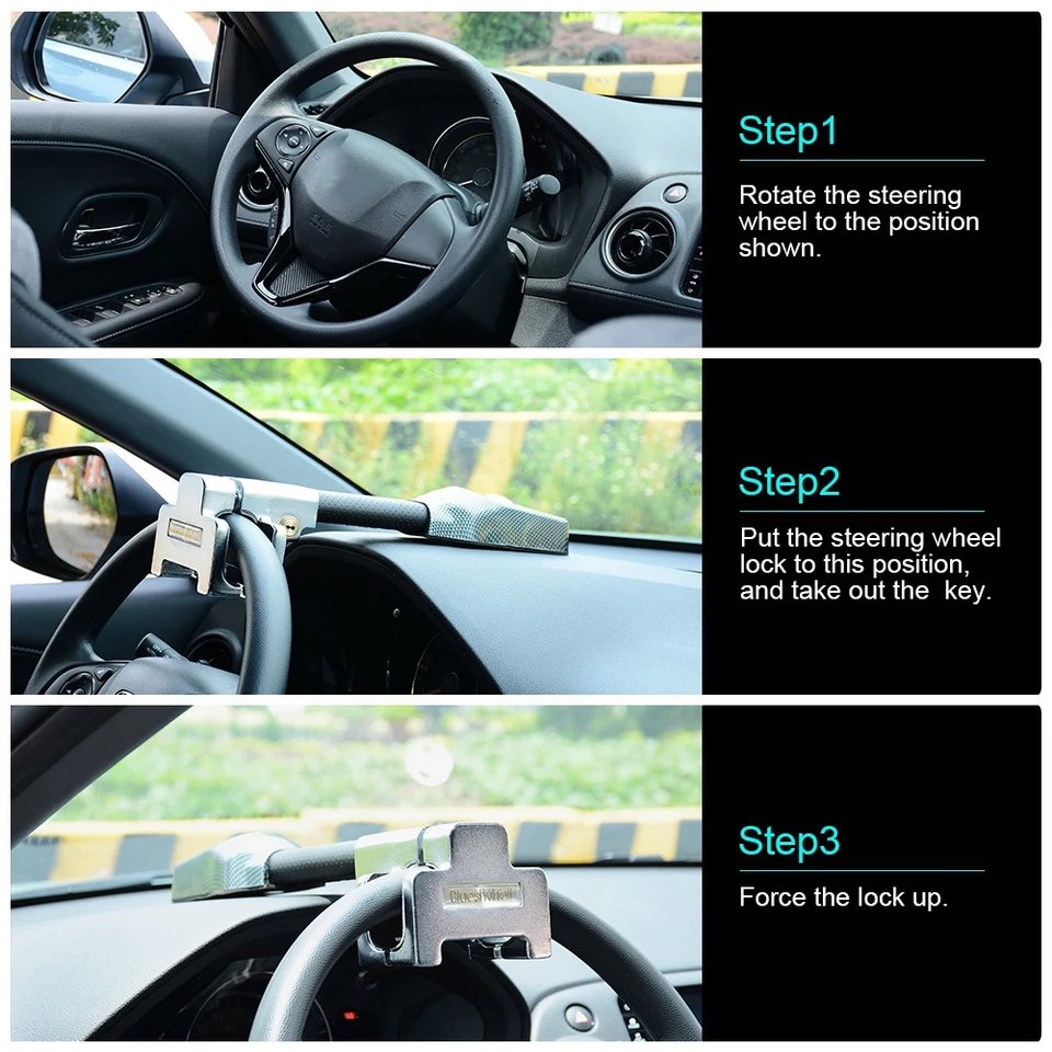 Car Steering Wheel Lock Universal Security Car Anti Theft Safety Alarm Lock Retractable Anti Theft Protection T-Locks